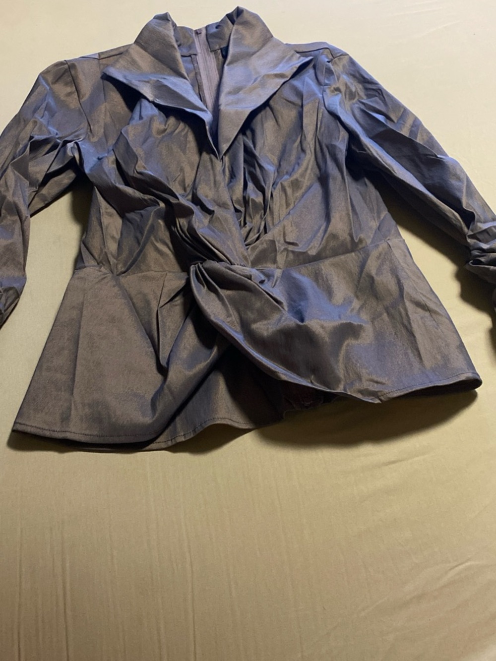 Tadashi Shoji Midnight Blue Twisted Peplum Blouse